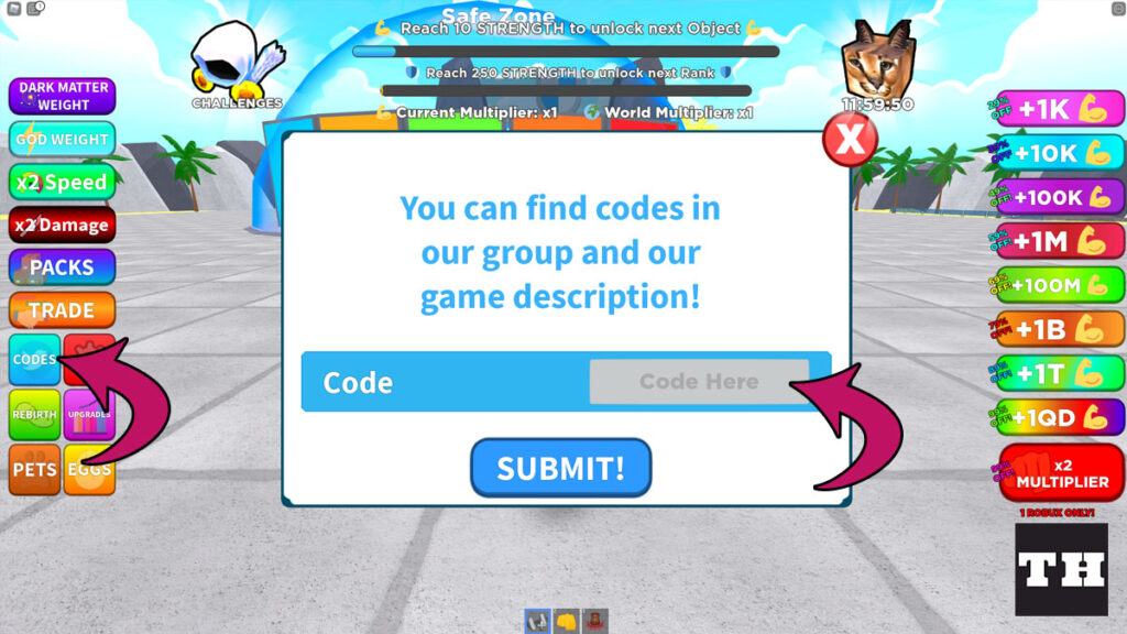 How To Redeem Codes In Get Strong Simulator Image