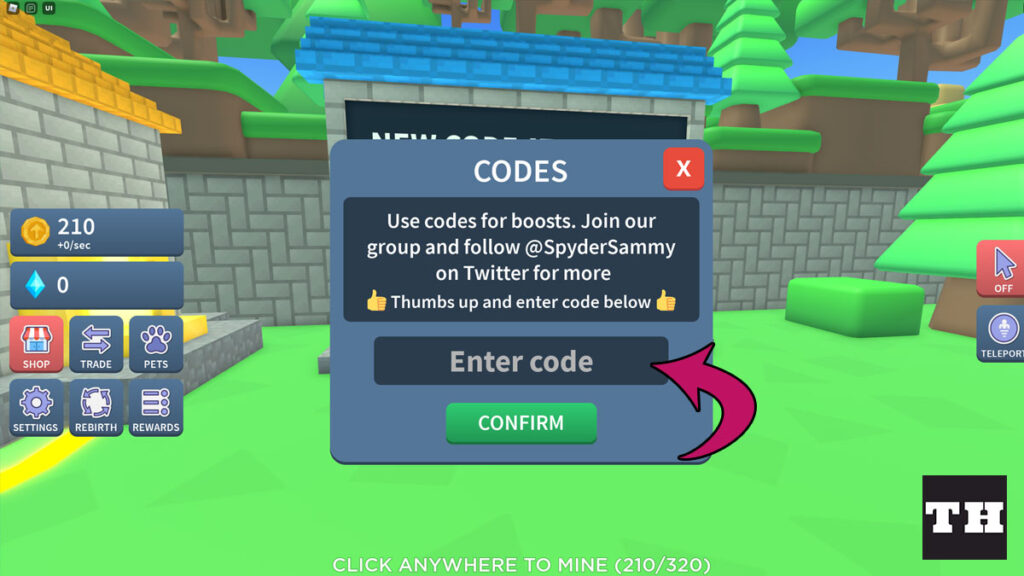 How To Redeem A Code In Mining Clicker Simulator Image
