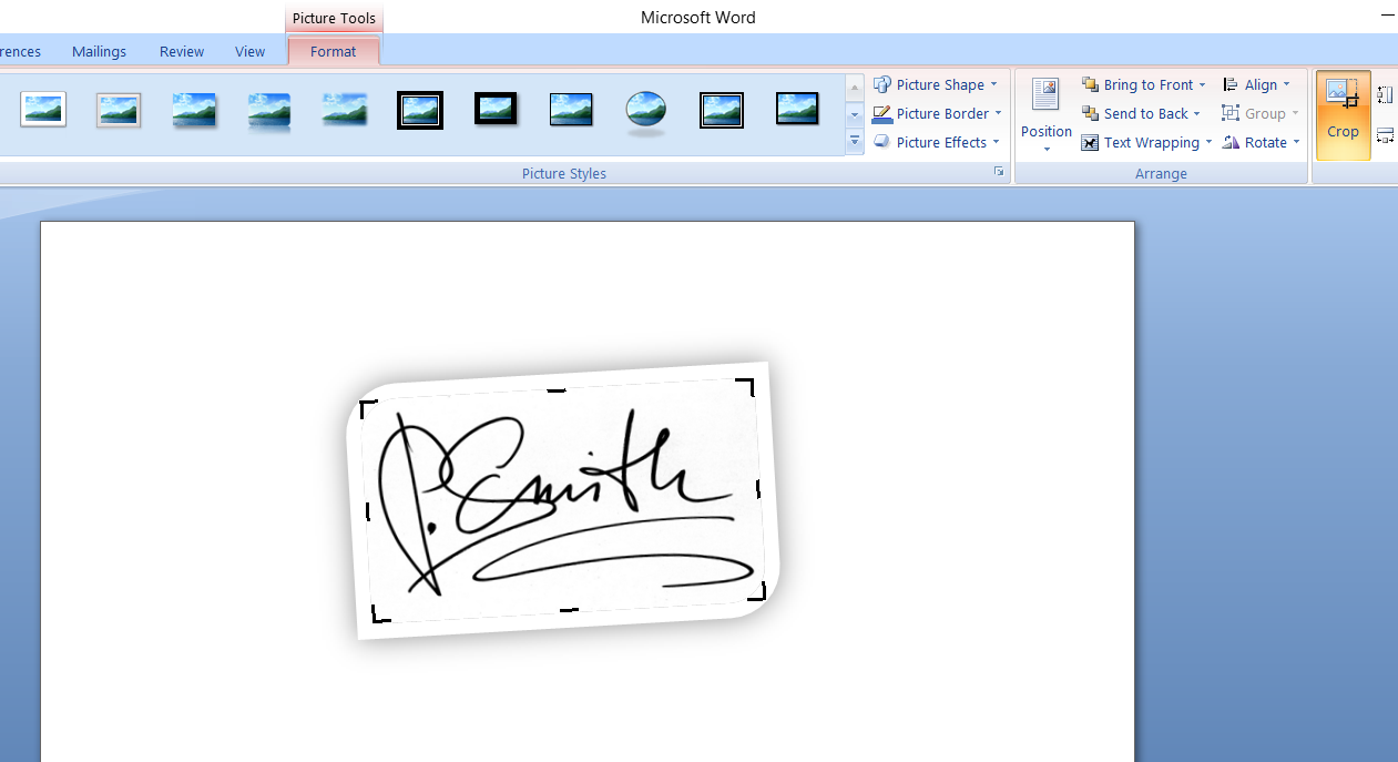 how to put a signature on a word document