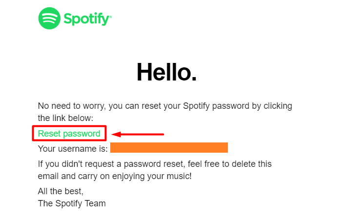 spotify password reset without requesting